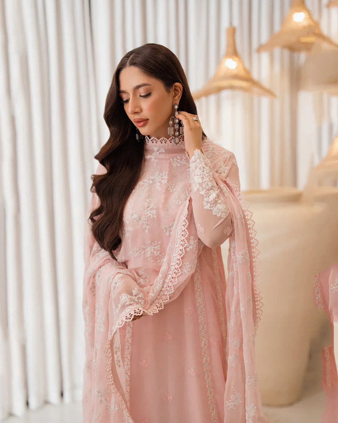 Blush Pink Embroidered Winter 3-Piece Suit