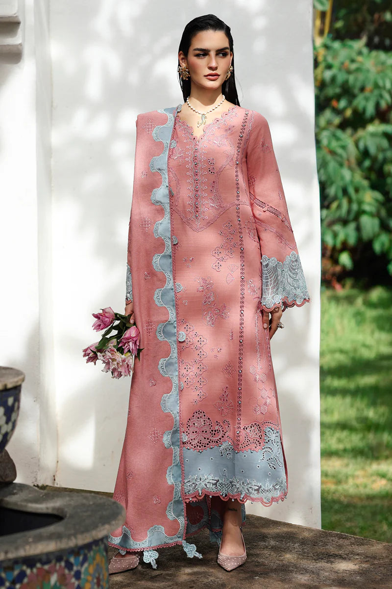 Pink & Sky Blue Embroidered 3-Piece Suit | Luxury Lawn Collection