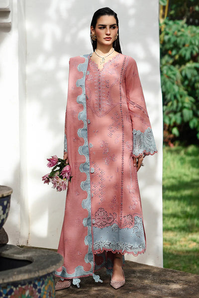 Pink & Sky Blue Embroidered 3-Piece Suit | Luxury Lawn Collection