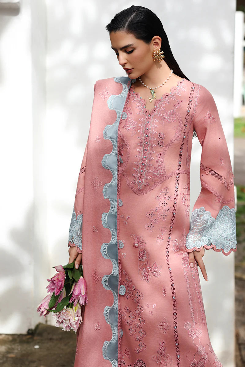 Pink & Sky Blue Embroidered 3-Piece Suit | Luxury Lawn Collection