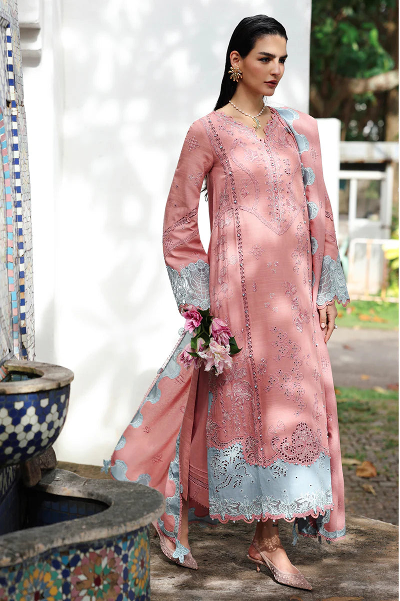 Pink & Sky Blue Embroidered 3-Piece Suit | Luxury Lawn Collection