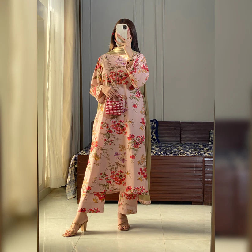 Pink Printed 3PC