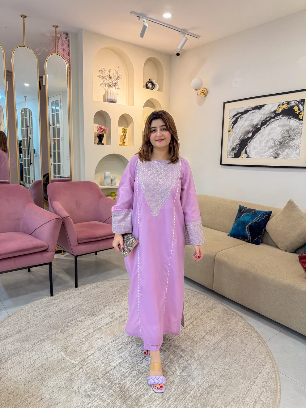 2 Piece Embroidered Suit – All Season Purple Elegance