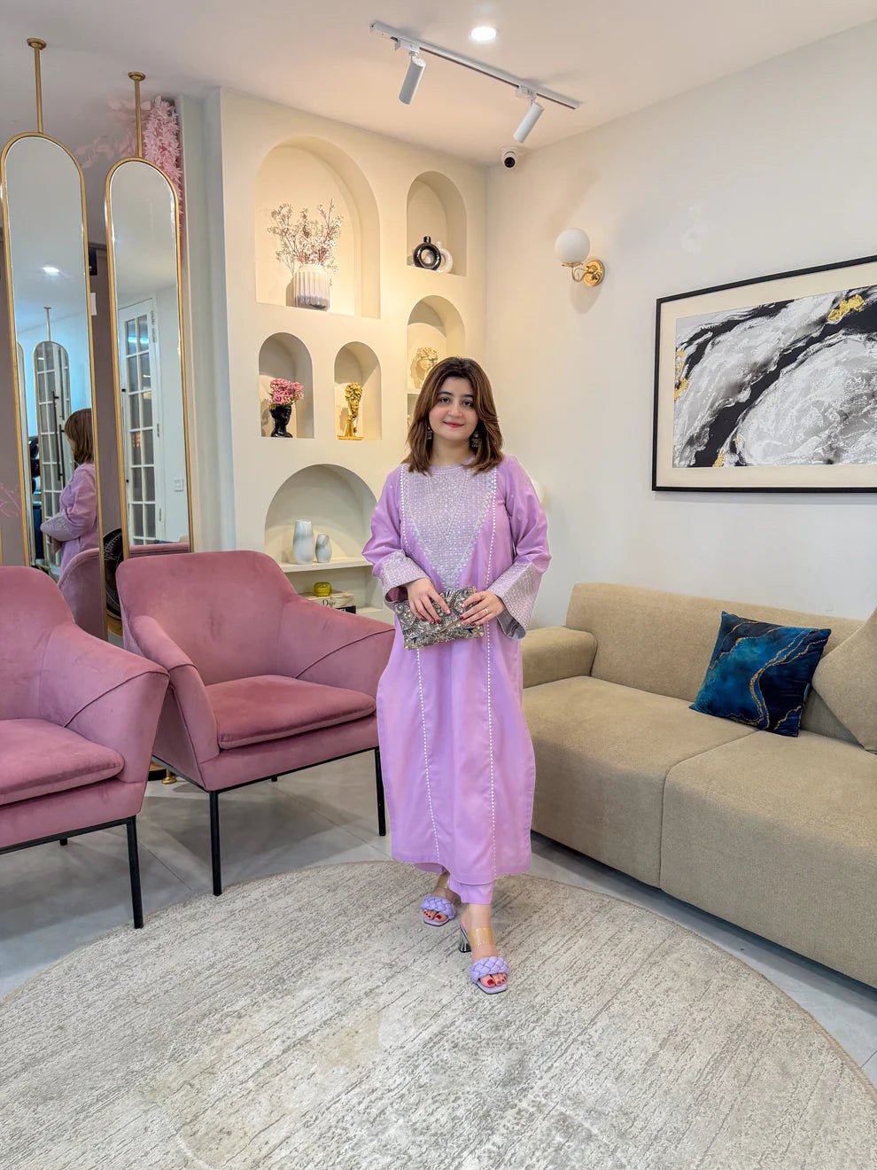 2 Piece Embroidered Suit – All Season Purple Elegance