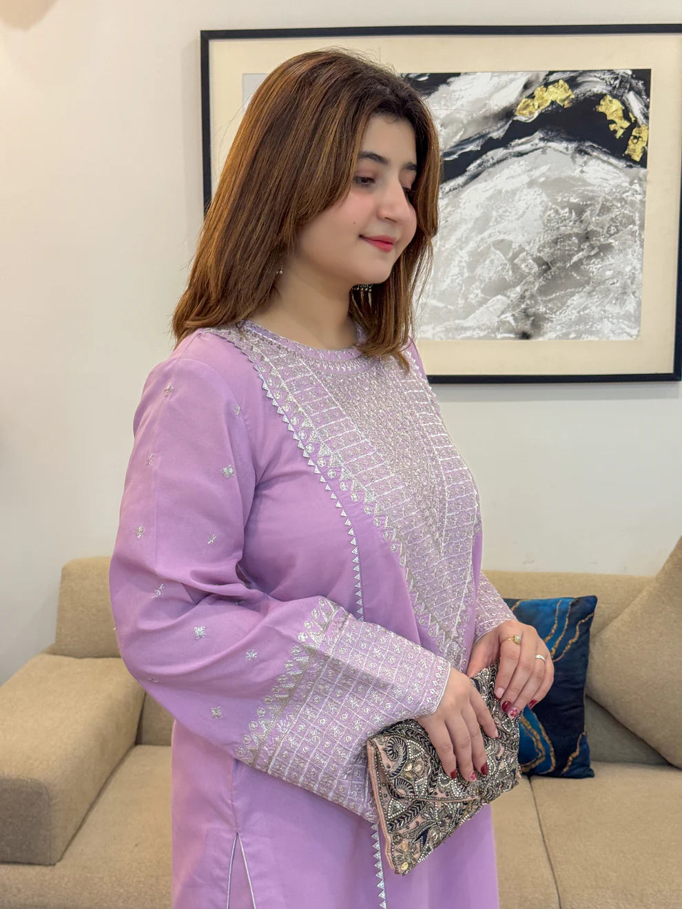 2 Piece Embroidered Suit – All Season Purple Elegance