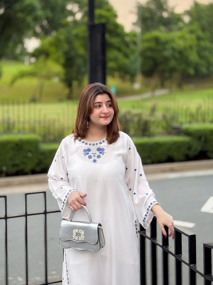 2 Piece Embroidered Suit – All Season White Classic