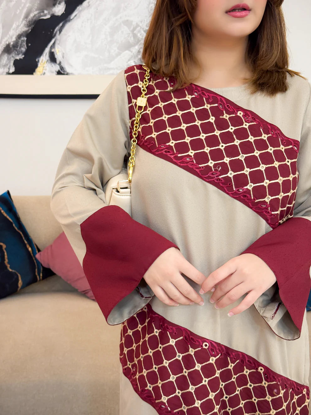 Skin Embroidered 2-Piece Winter Karandi Suit