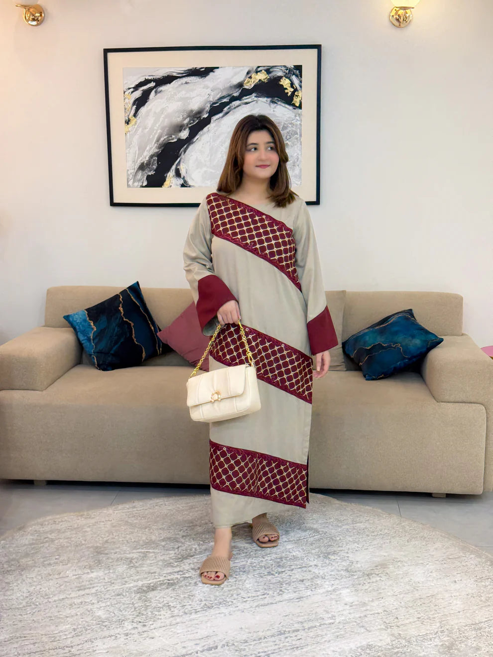 Skin Embroidered 2-Piece Winter Karandi Suit