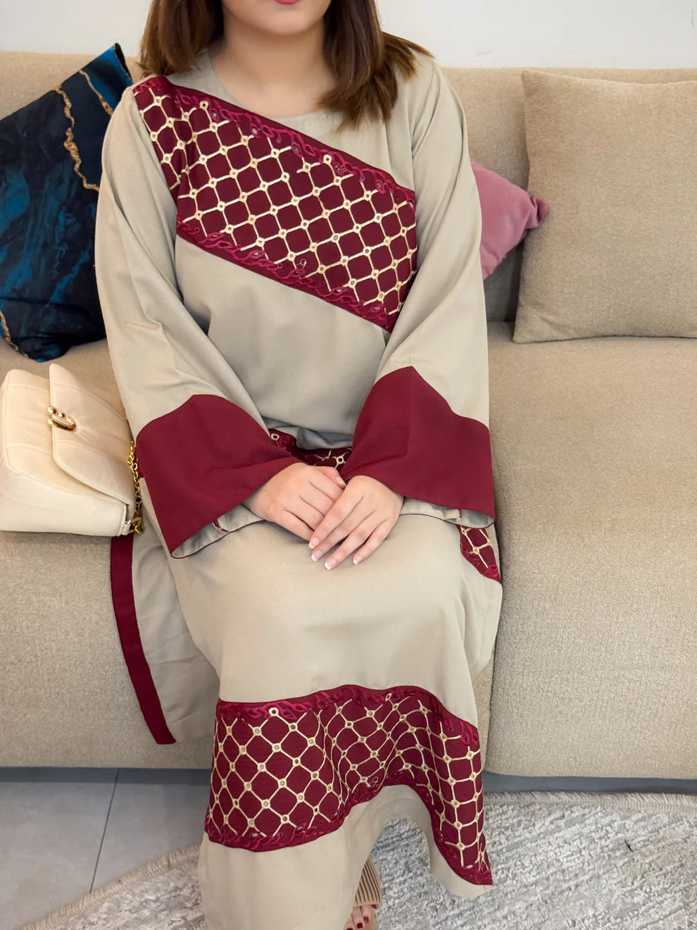 Skin Embroidered 2-Piece Winter Karandi Suit