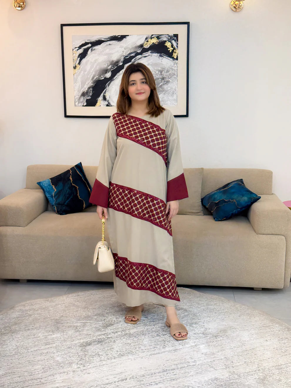 Skin Embroidered 2-Piece Winter Karandi Suit