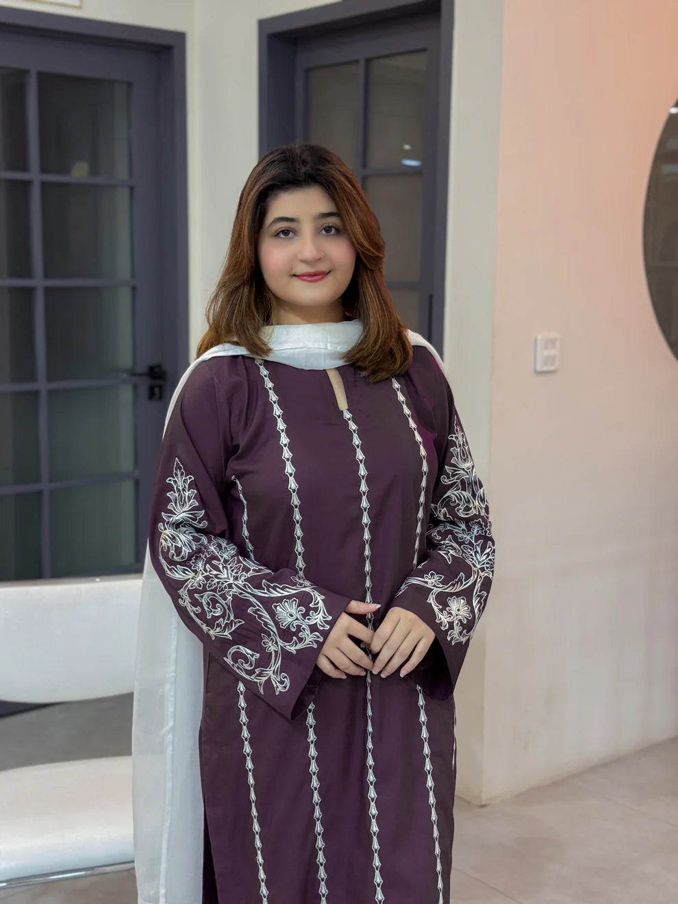 Purple Embroidered 3-Piece Suit – Mid-Season Collection