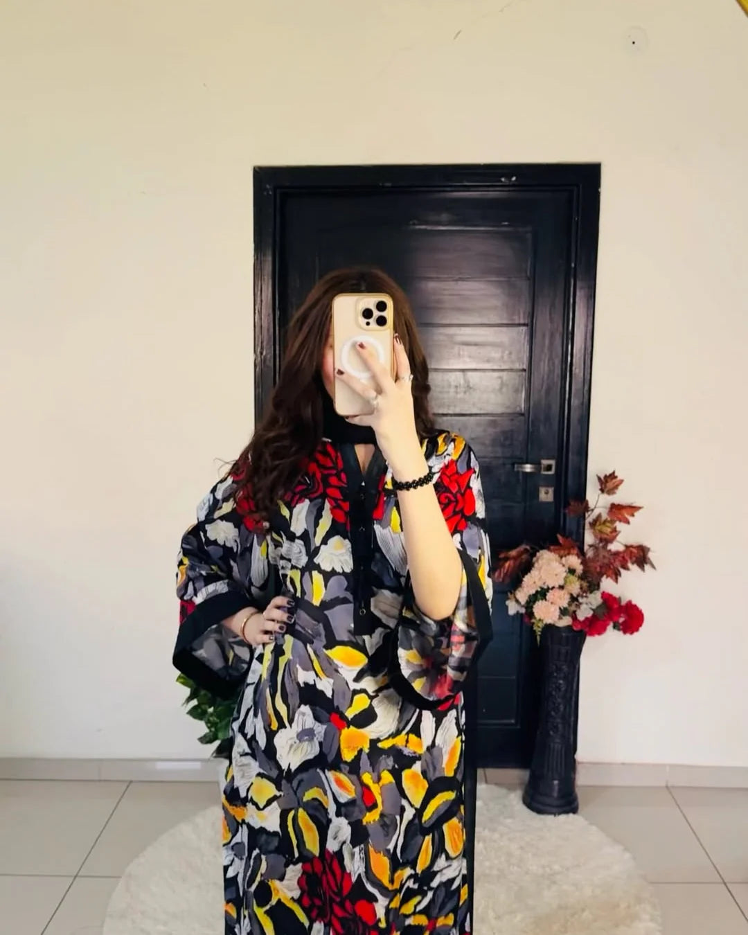 Bold Floral Winter 3-Piece Viscose Suit
