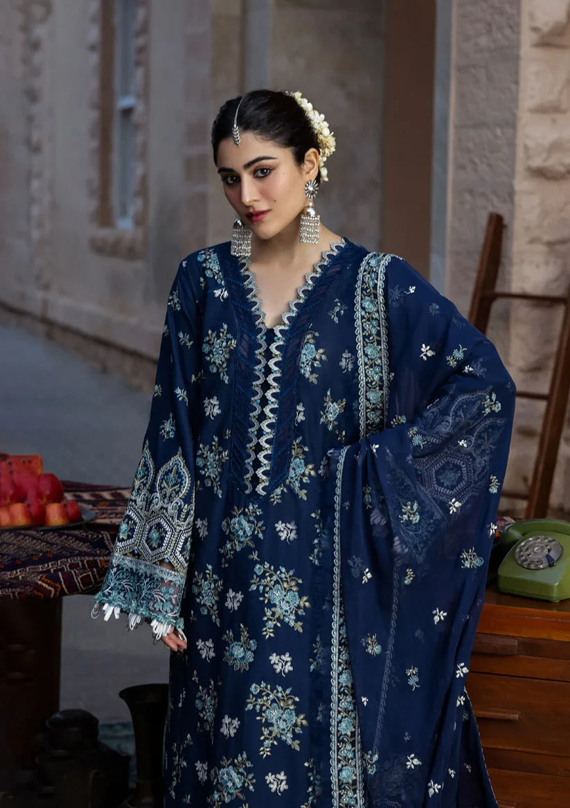 Navy Blue Embroidered 3-Piece Suit | Premium Festive Collection