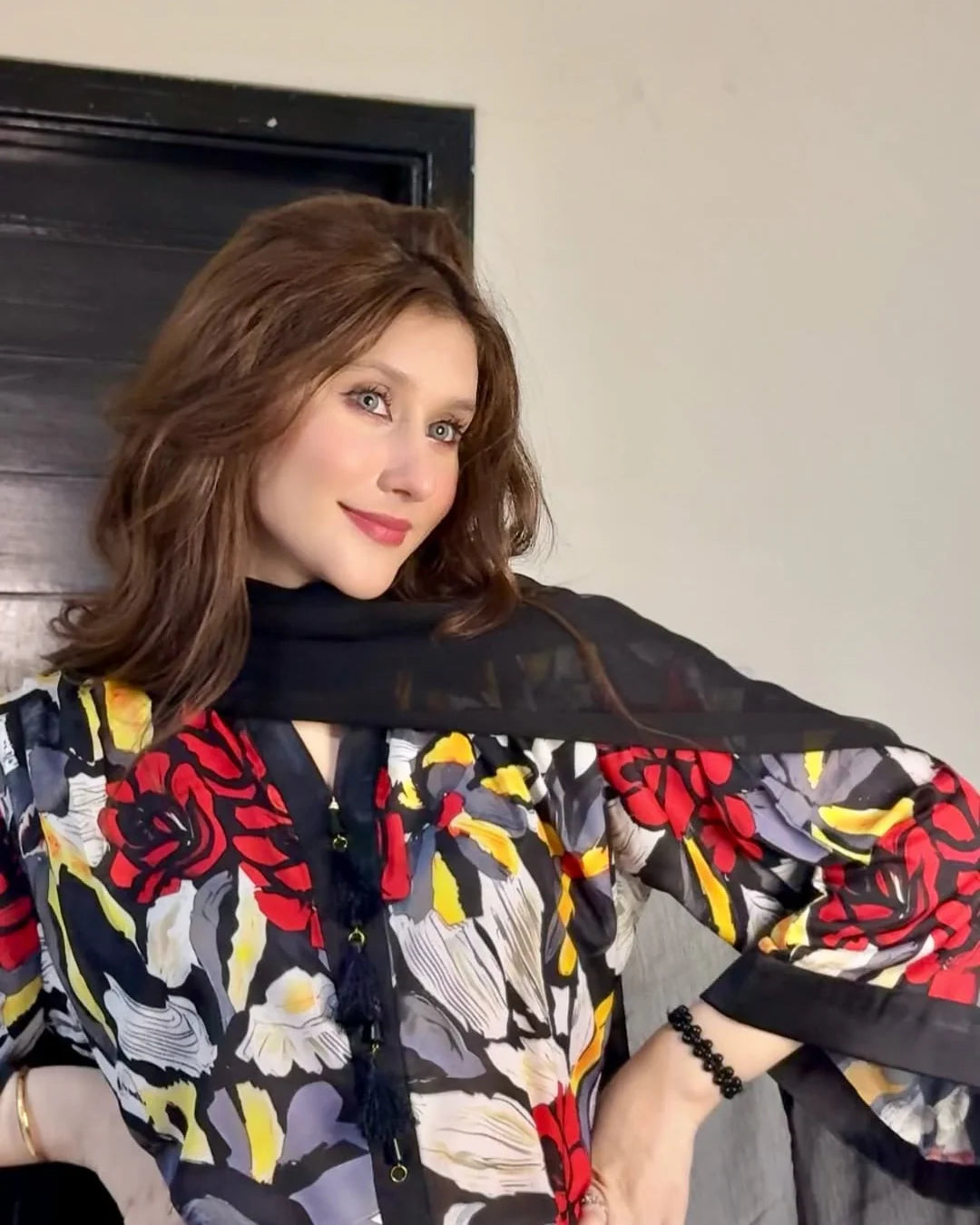 Bold Floral Winter 3-Piece Viscose Suit