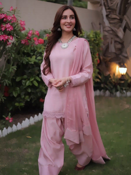 3-Piece Georgette Dress with Farshi Shalwar