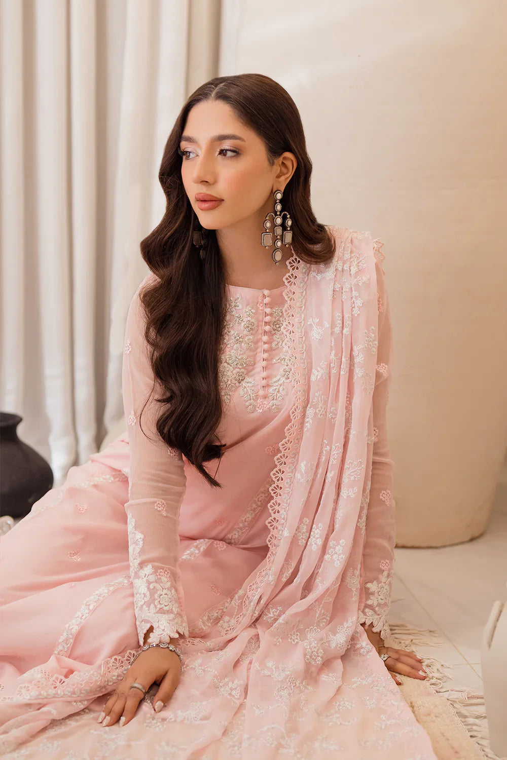 Blush Pink Embroidered Winter 3-Piece Suit