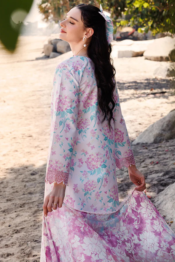 Pastel Floral Printed Lawn Suit with Lace Detailing