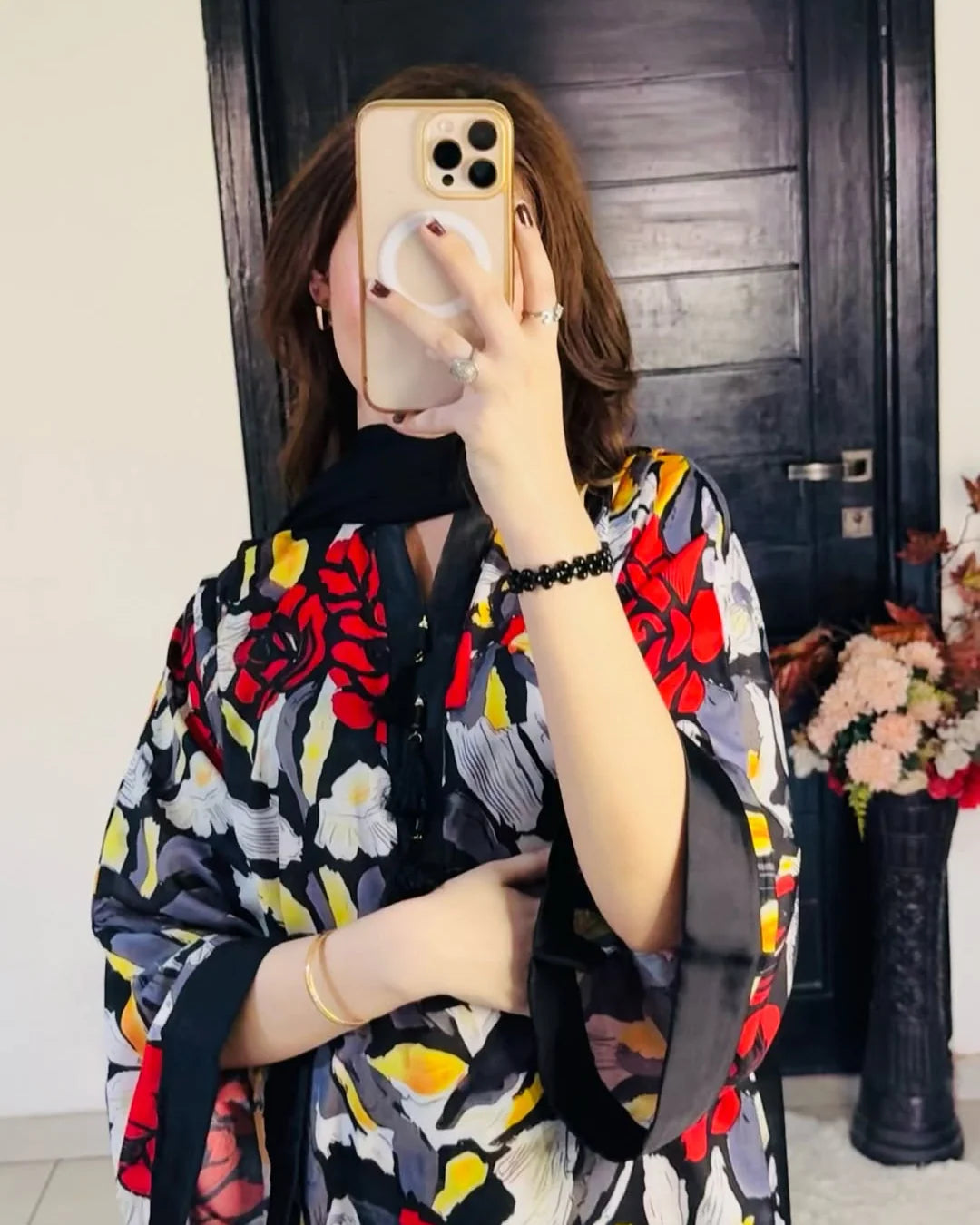 Bold Floral Winter 3-Piece Viscose Suit