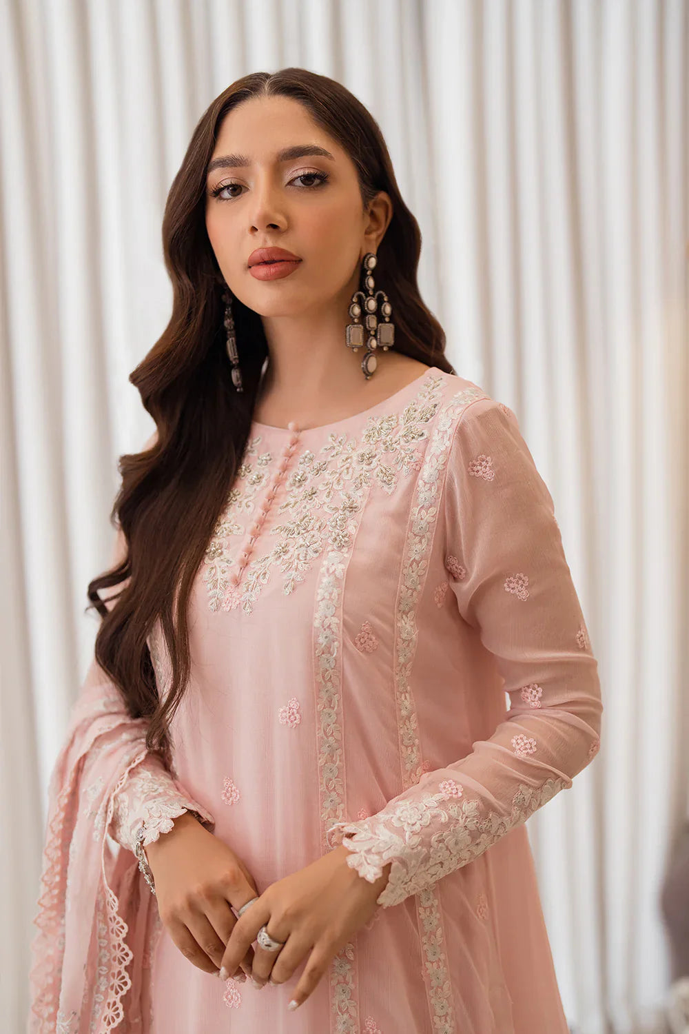 Blush Pink Embroidered Winter 3-Piece Suit