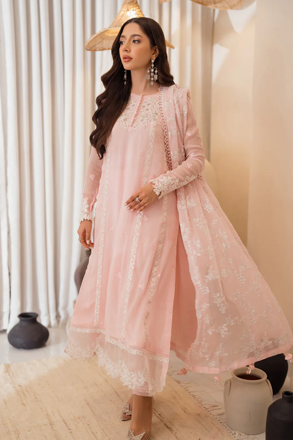 Blush Pink Embroidered Winter 3-Piece Suit