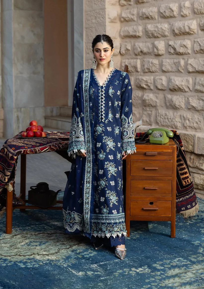 Navy Blue Embroidered 3-Piece Suit | Premium Festive Collection
