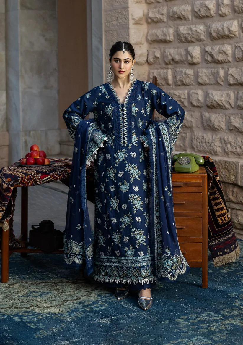 Navy Blue Embroidered 3-Piece Suit | Premium Festive Collection