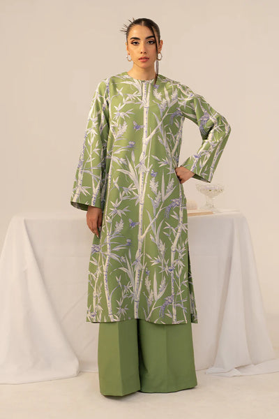 Green 2-Piece Suit with White Printed Design