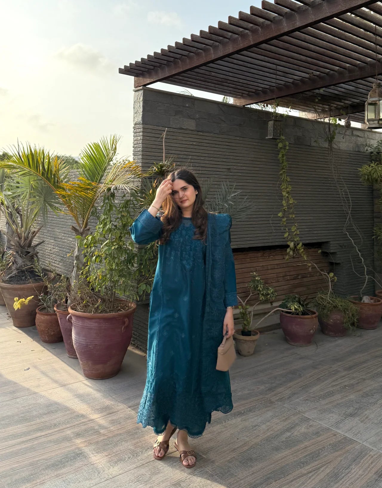 Elegant Teal Embroidered 3-Piece