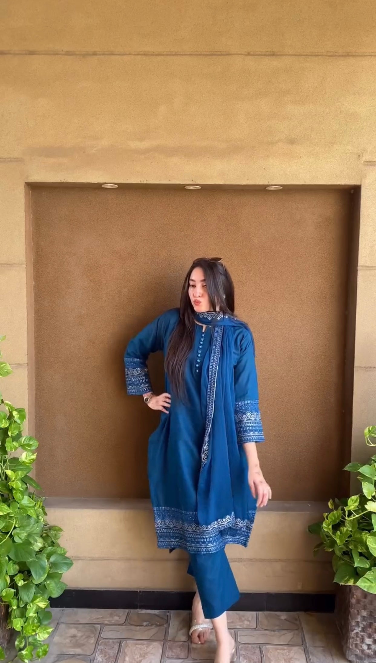 3 Piece Embroidered Lawn Suit – Teal Blue with Dupatta