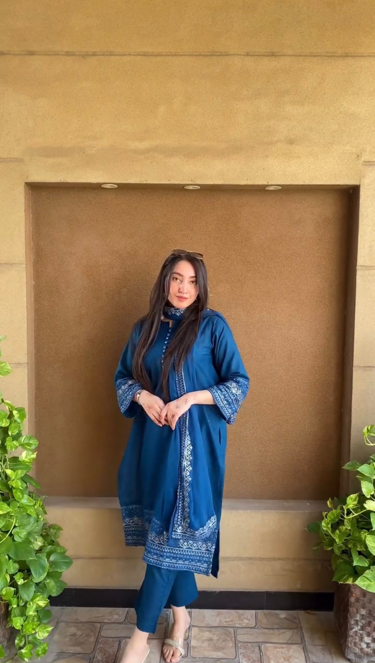 3 Piece Embroidered Lawn Suit – Teal Blue with Dupatta