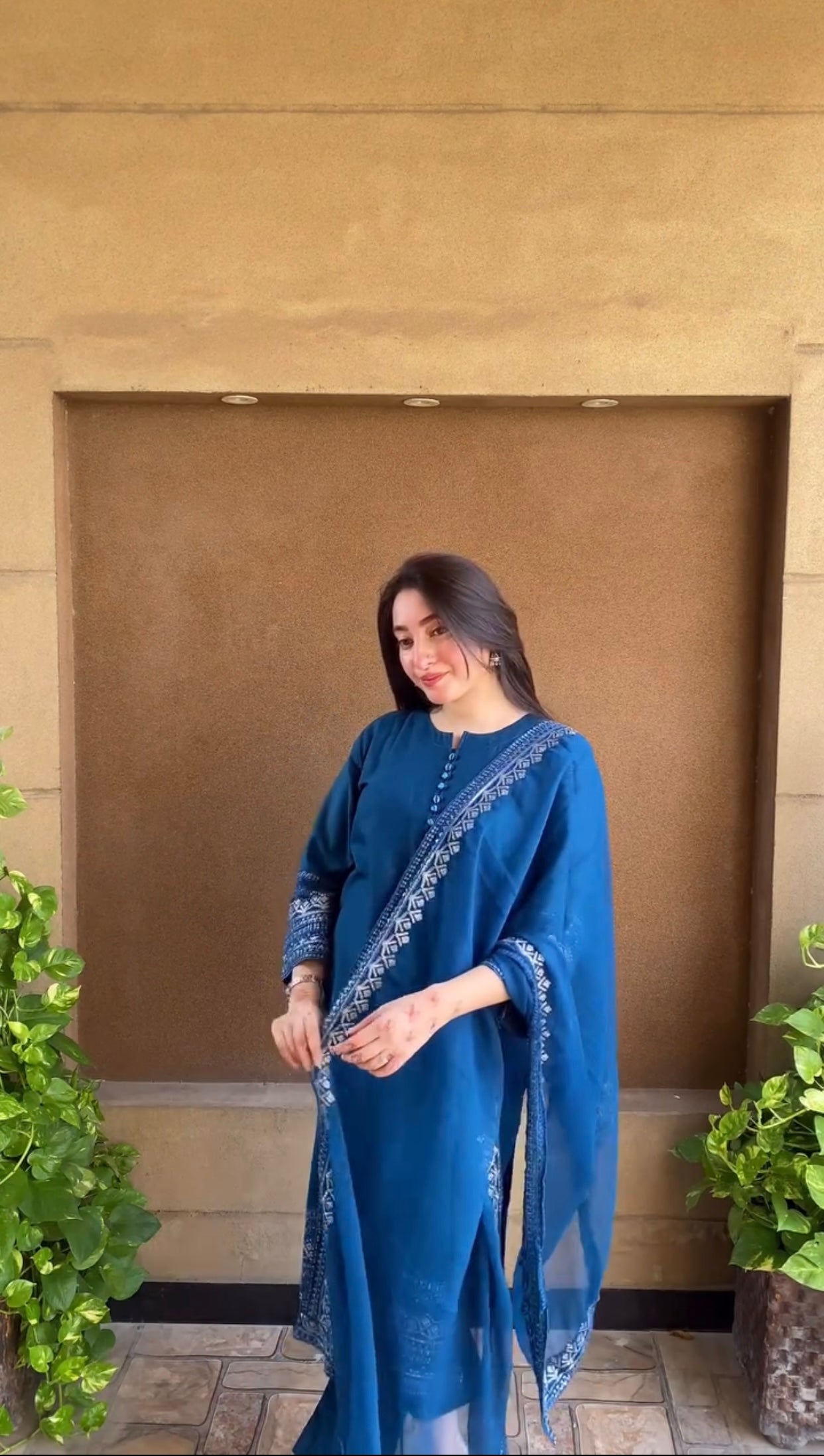 3 Piece Embroidered Lawn Suit – Teal Blue with Dupatta