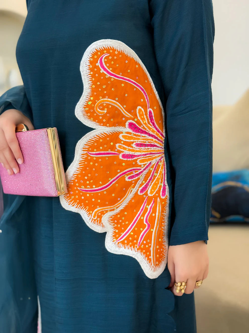 Teal Floral 3-Piece Ready-to-Wear Suit