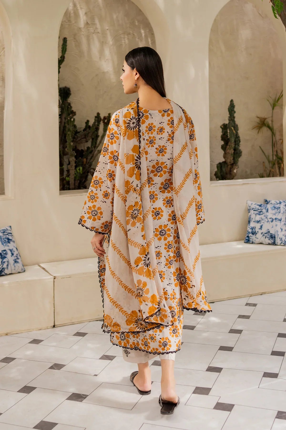 Chic Mustard Floral Lawn Suit – 3 Piece Summer Collection