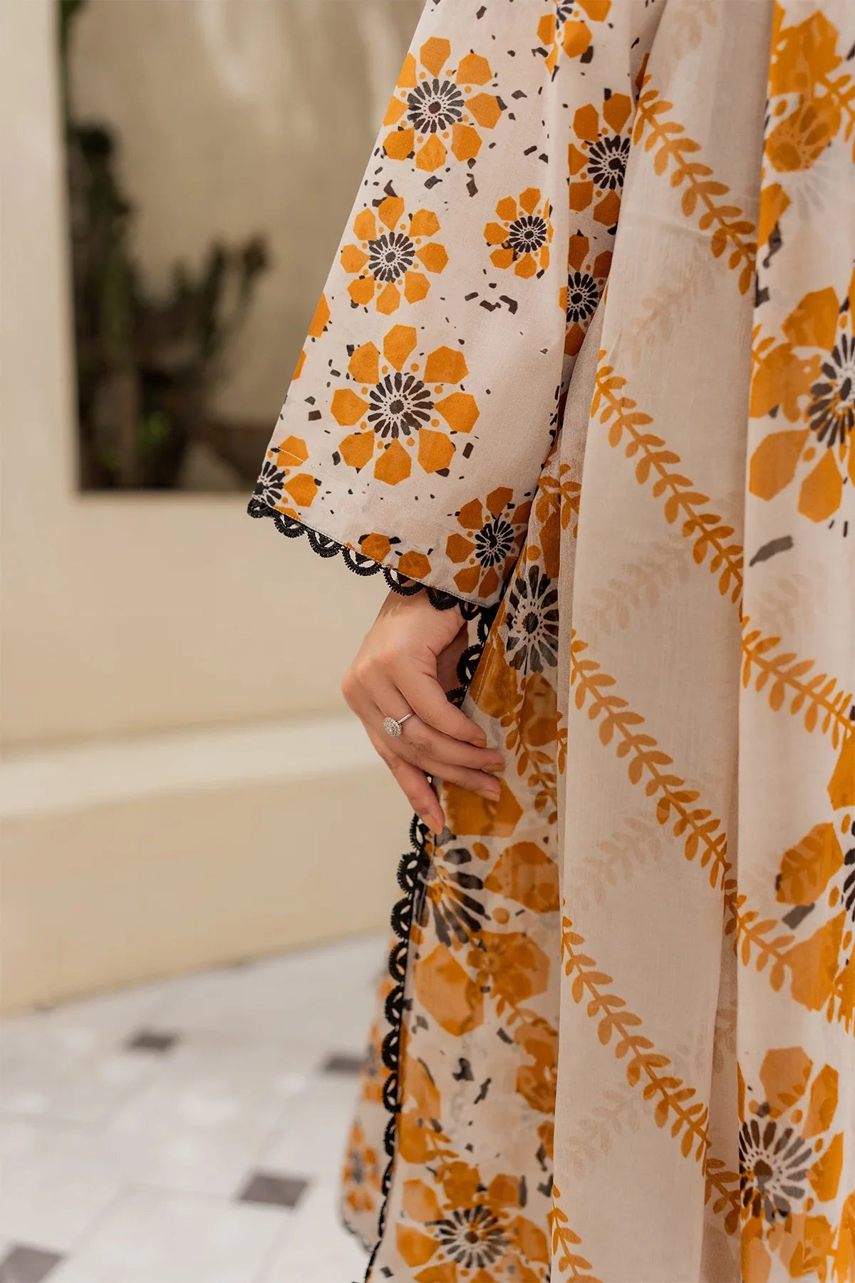 Chic Mustard Floral Lawn Suit – 3 Piece Summer Collection
