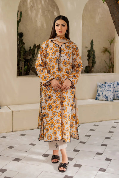Chic Mustard Floral Lawn Suit – 3 Piece Summer Collection