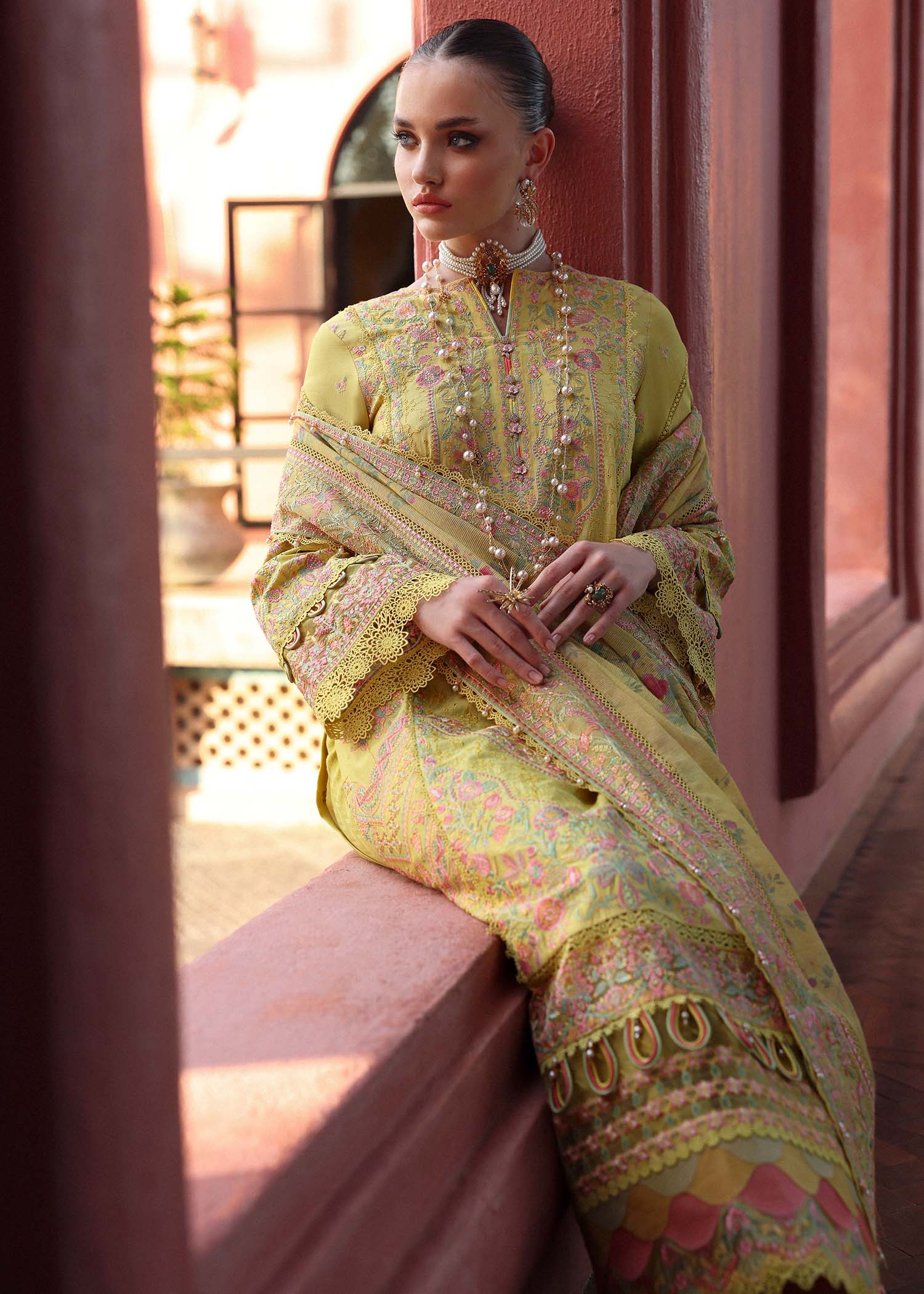 Mustard Embroidered Luxury 3 Piece Winter Dress | Ready to Wear