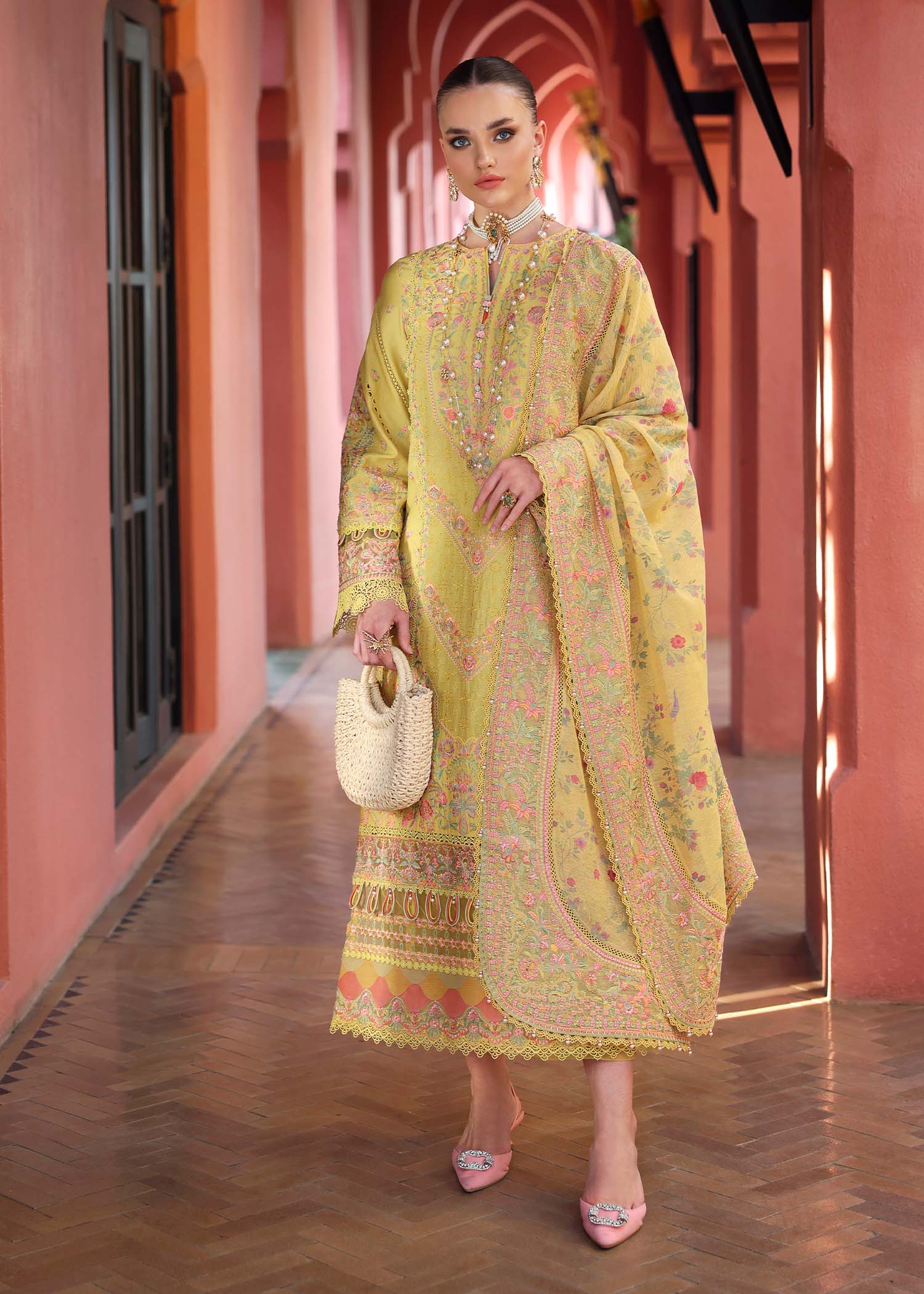 Mustard Embroidered Luxury 3 Piece Winter Dress | Ready to Wear