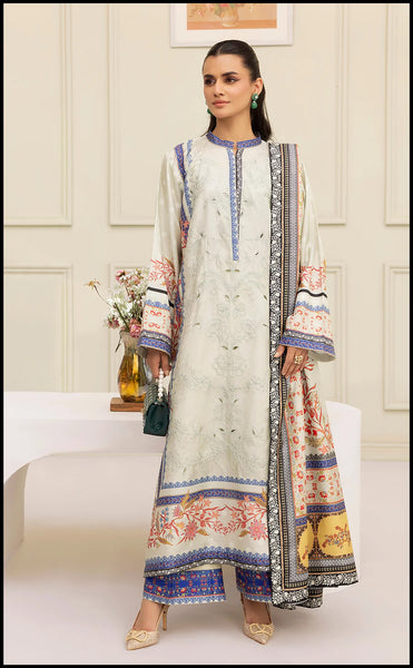 Winter Printed 2 Piece Khaddar Suit – Soft Cream Elegance