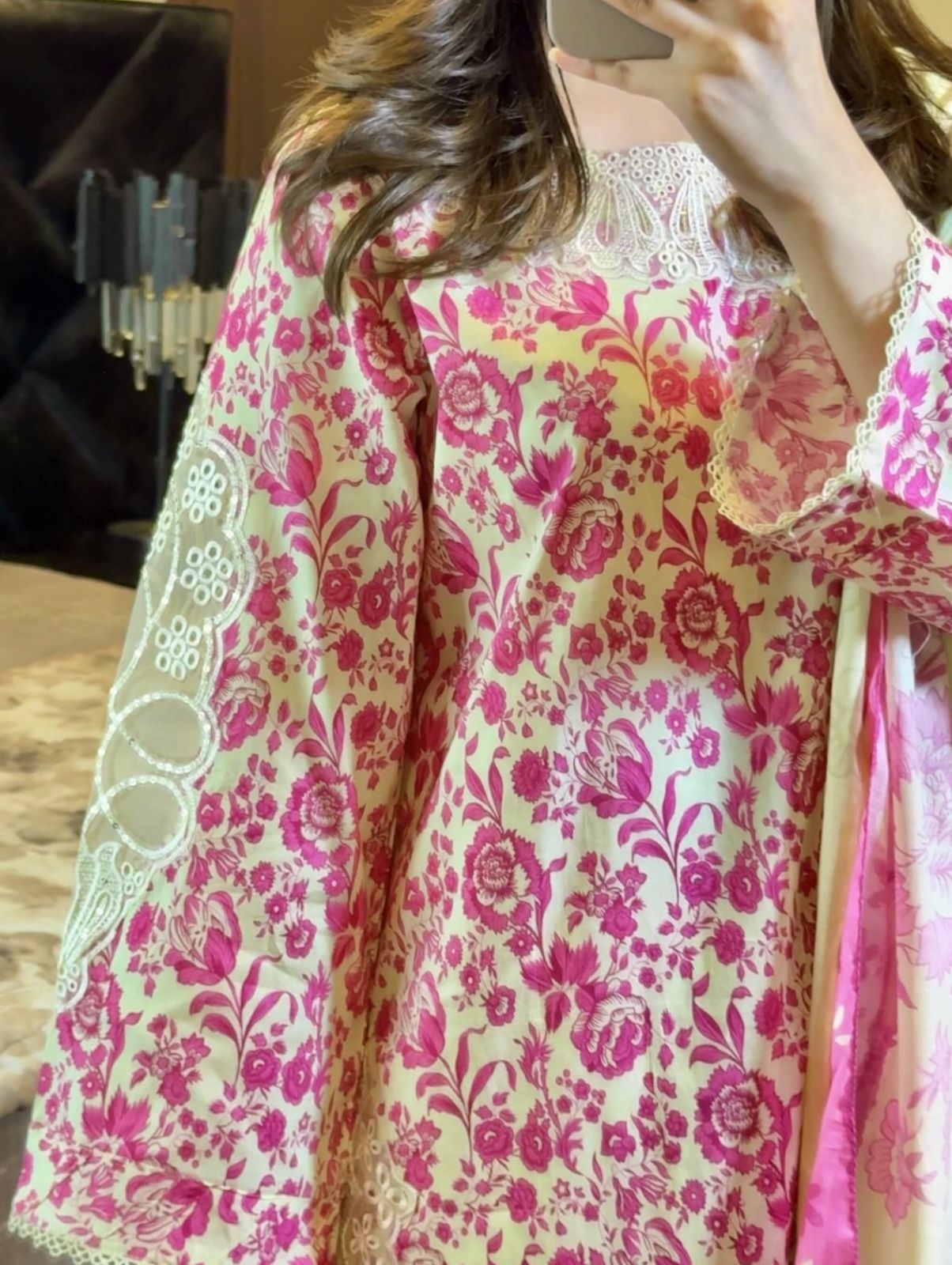 3pcs suit beautiful cutwork embroidered