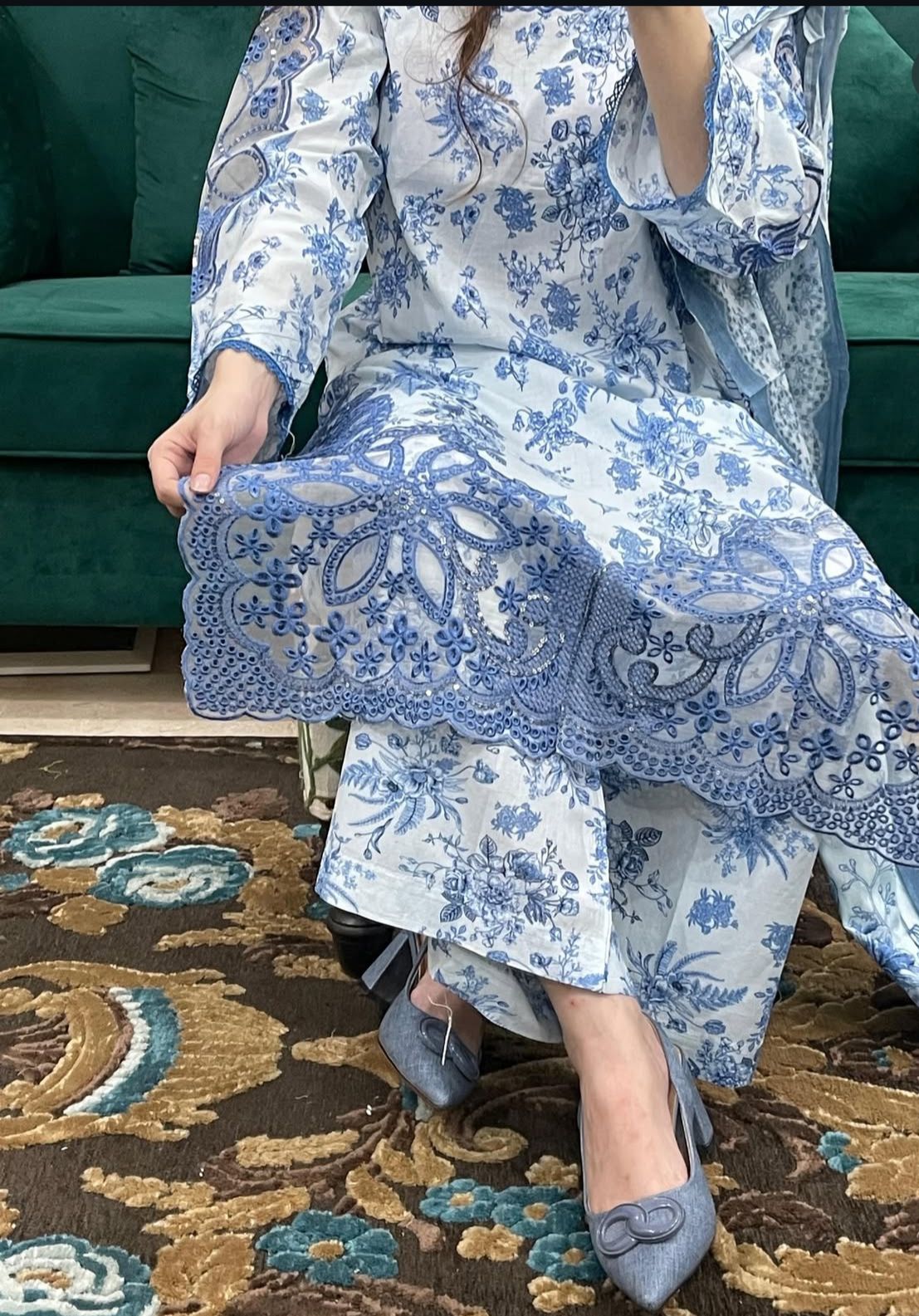 Blue & White Floral 3-Piece