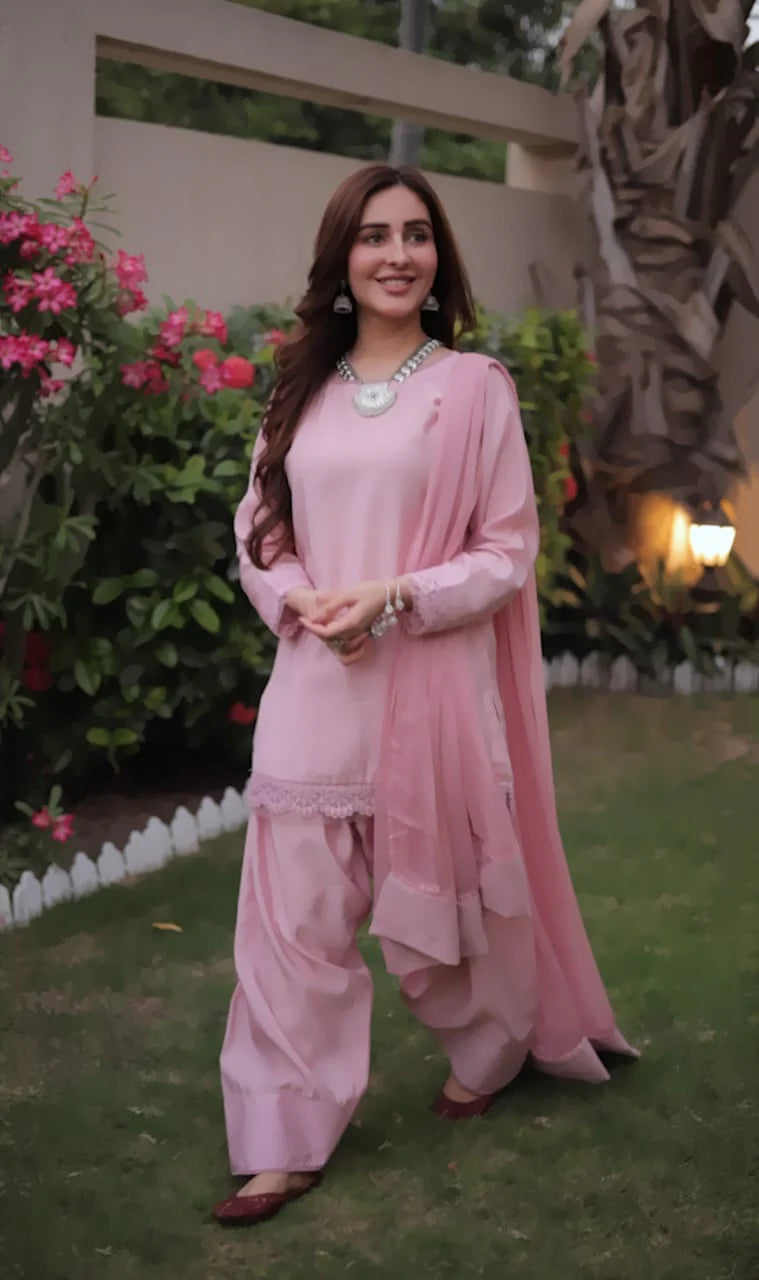 3-Piece Georgette Dress with Farshi Shalwar