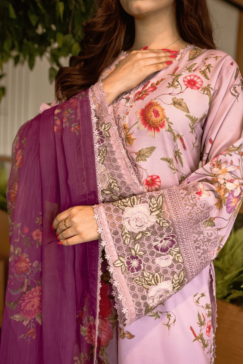 Elegant Floral Summer Lawn Suit - 3 Piece