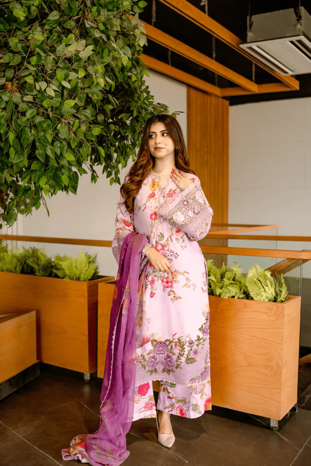 Elegant Floral Summer Lawn Suit - 3 Piece