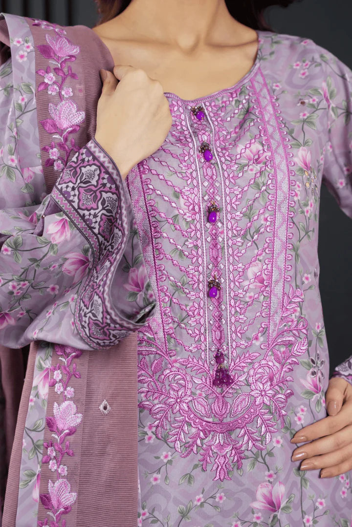 Lavender Floral Embroidered 3-Piece