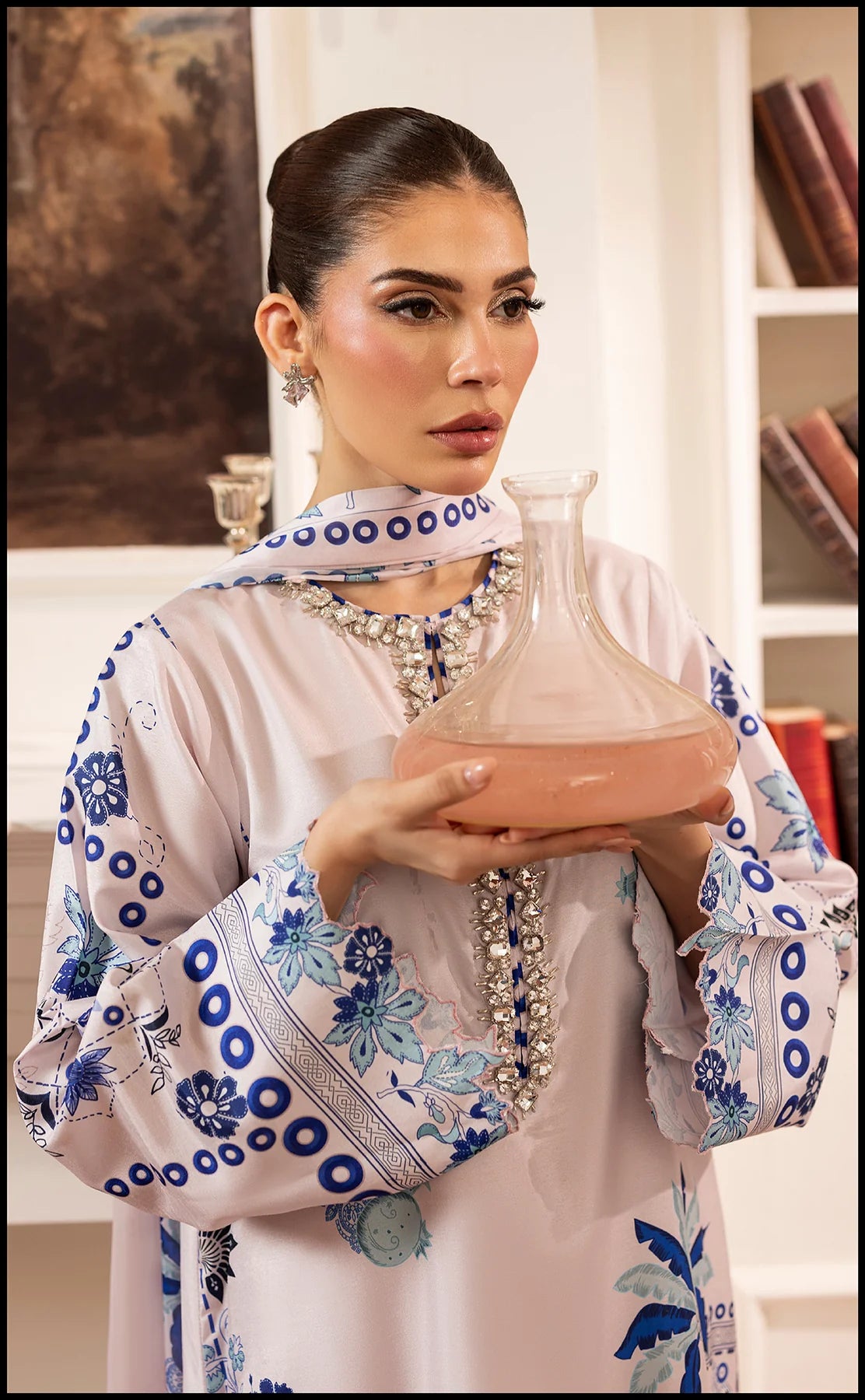 Winter Digital Printed 3 Piece Khaddar Suit – Frosty Blue Charm