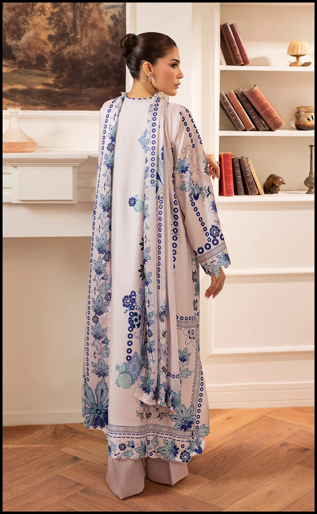 Winter Digital Printed 3 Piece Khaddar Suit – Frosty Blue Charm